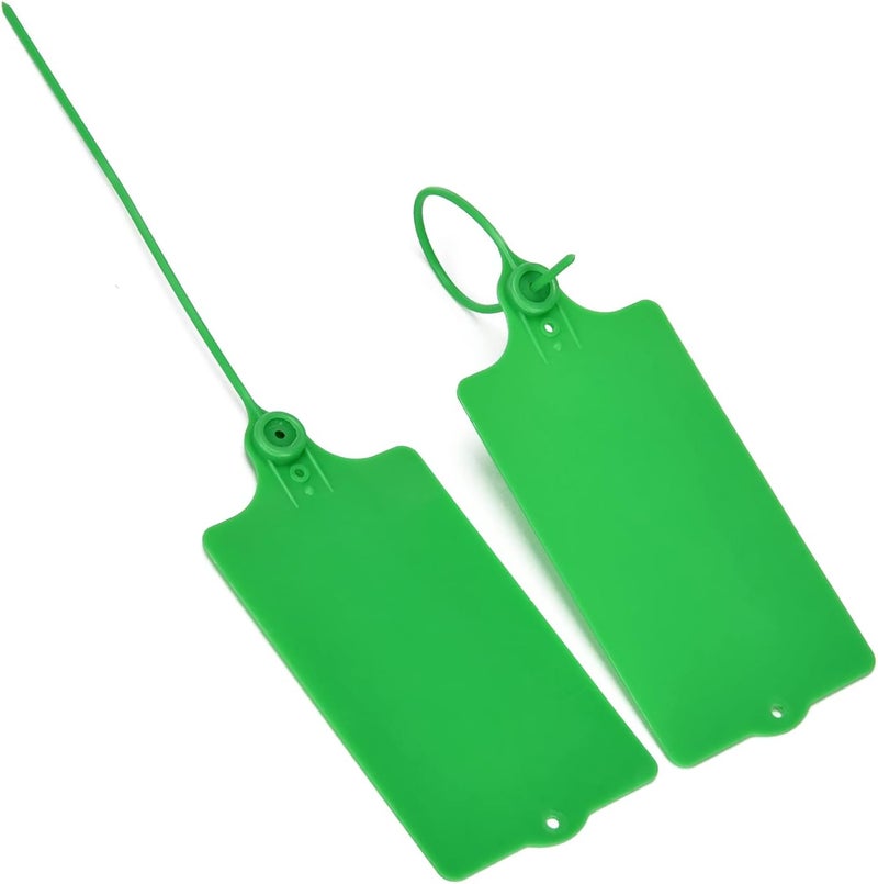 LeadSeals 100 Plastic Tags Shipping Tags Water Proof Tags for Labeling Shipping Labels Security Seals Writable Marker Ties Hanging Tags Storage Tag with One Marker Pen (Green) - Image 2